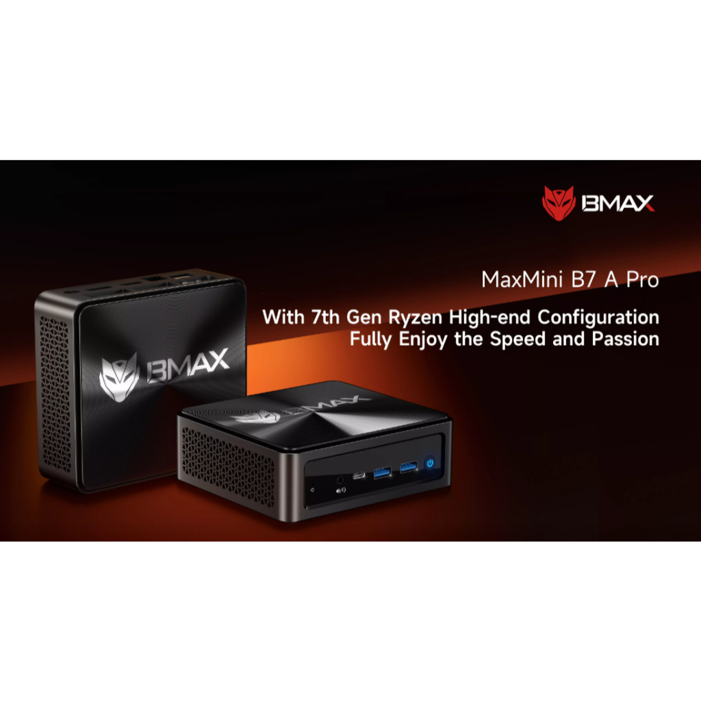 MiniPC Gaming BMAX B7A Pro AMD Ryzen 7430U 16/512GB SSD NVMe WIFi6 Triple Display HDMI DP USB-C Wind