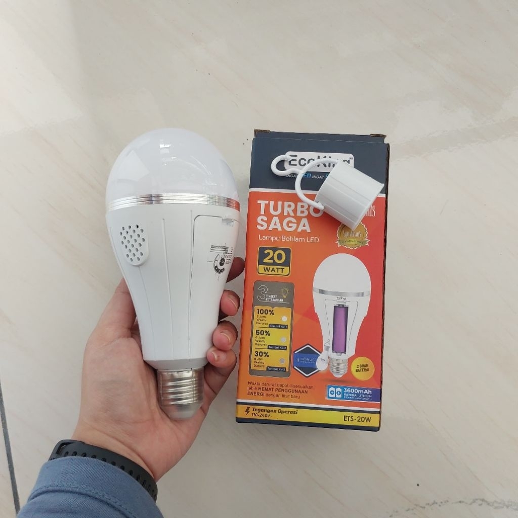 EcoKing Turbo Saga 20 Watt | lampu emergency | Lampu baterai | Lampu gantung | Rechargeable emergenc