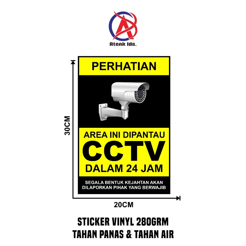 

Stiker Vinyl Stiker CCTV 24 Jam 20x30 cm