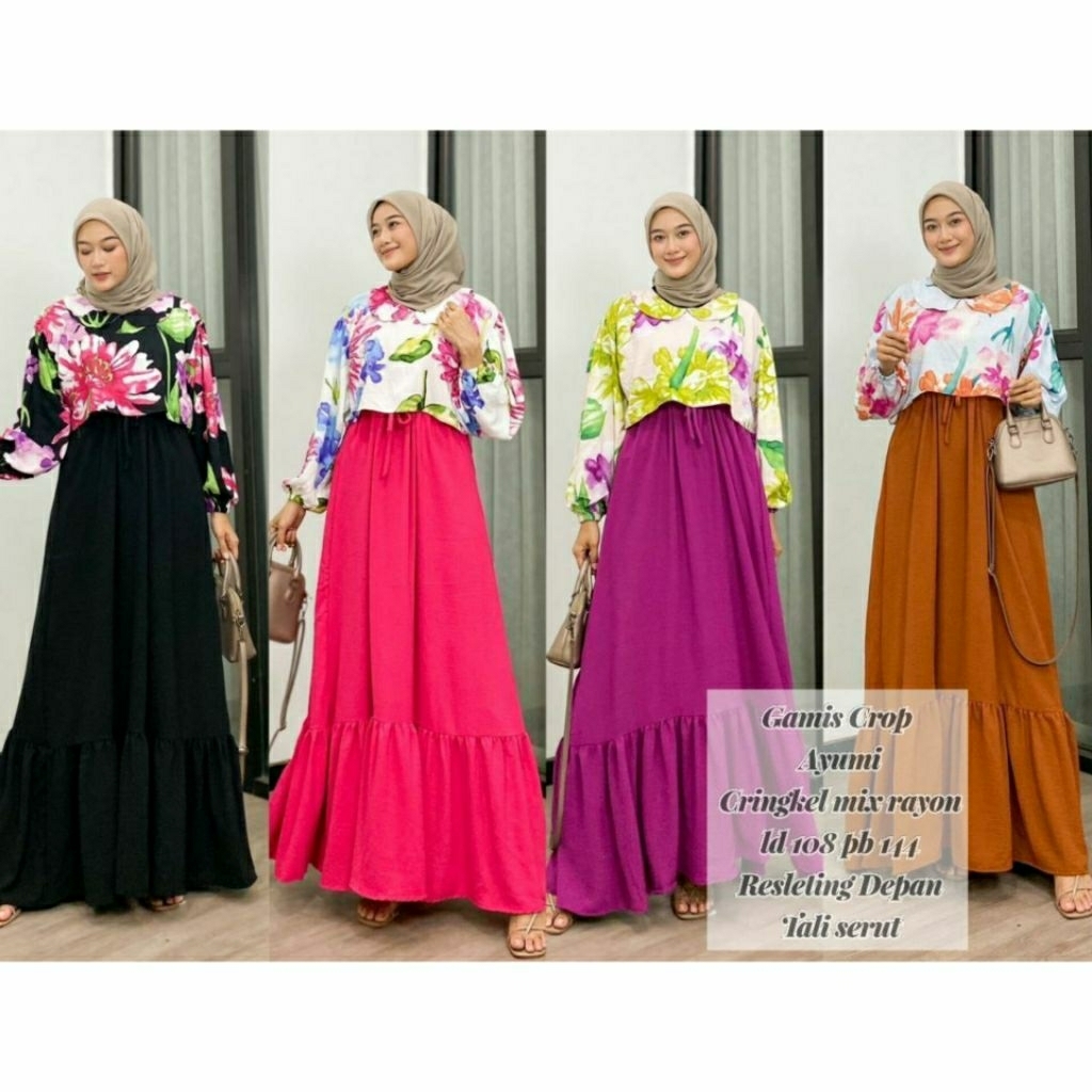 AYUMI GAMIS CROP CRINGKEL MIX RAYON | GAMIS RAYON PREMIUM | BAJU KONDANGAN SIMPLE ELEGAN