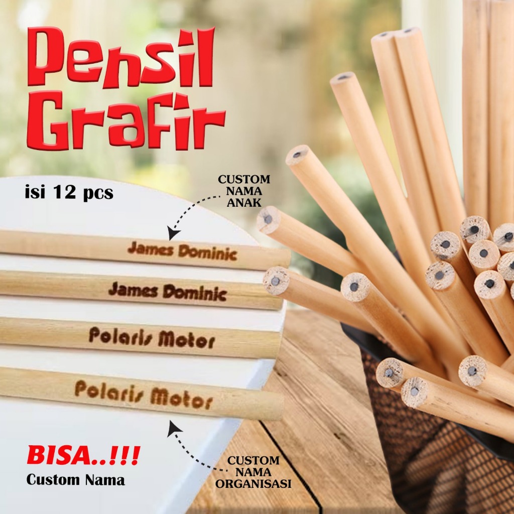 

PENSIL KAYU 2B CUSTOM NAMA / TANPA MINIMAL ORDER / FREE CUSTOM