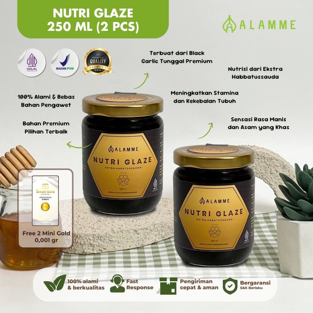 

Alamme - Paket Bundling Alamme Nutri Glaze 250ml 2 Pcs Suplemen Herbal Alami Ekstra Habbatussauda