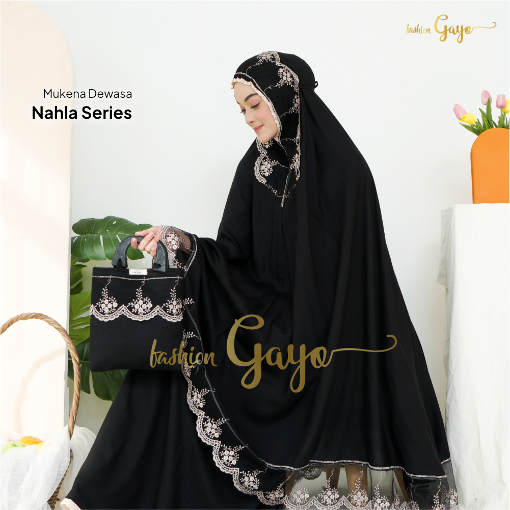 Mukena Fashion GAYO - Nahla Series - Mukena Dewasa Renda | Mukena Polos + Tas Mukena