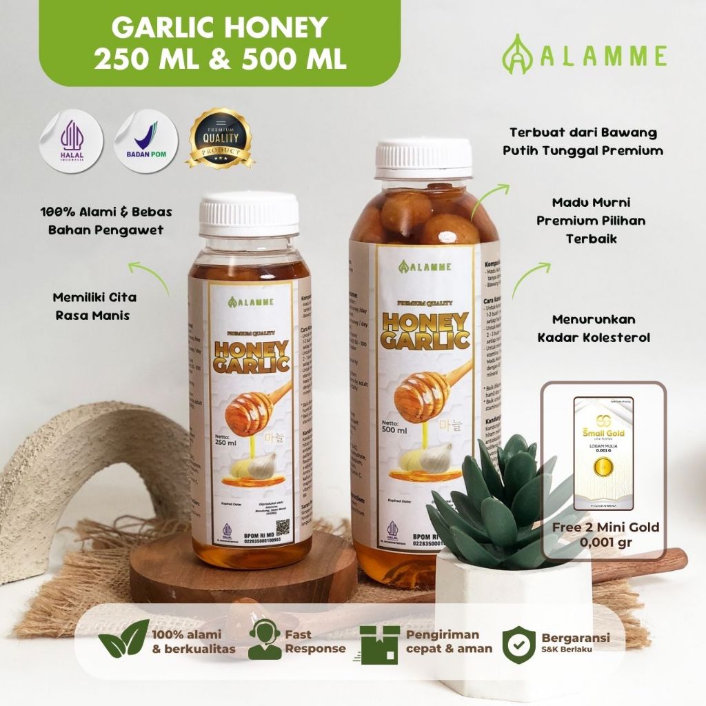 

Alamme Paket Madu Bawang Putih Lanang Tunggal Murni Garlic Honey 250ml 500ml