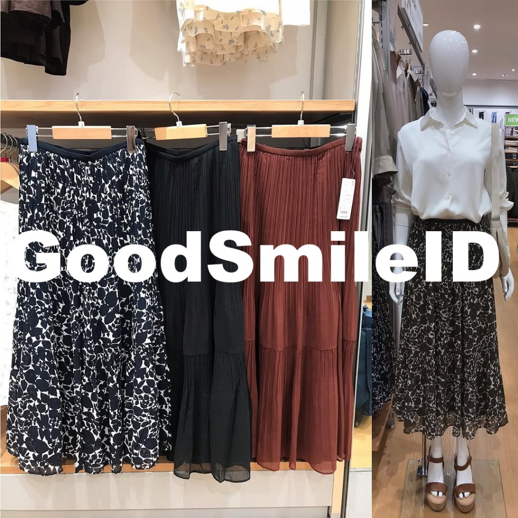 SALE Women Rok Sifon Panel Long Skirt Chiffon Polos Motif Wanita JASTIP UNIQLO SALE