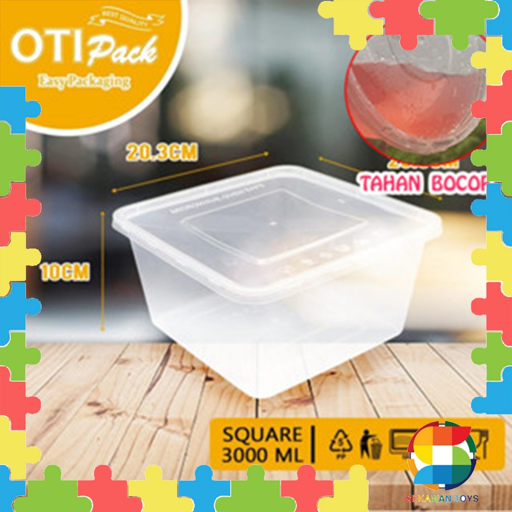 Thinwall Otipack/ Kotak Makan  Plastik Bening 3000ml/ Thinwall Kotak