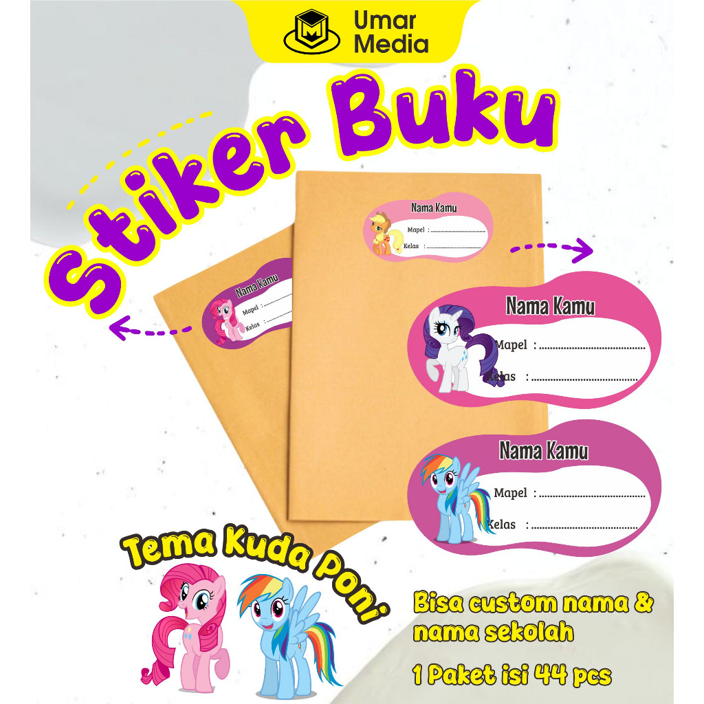 

(44 pcs) Stiker Nama Sticker Buku Mapel Label Custom Nama Anak Stiker buku tulis