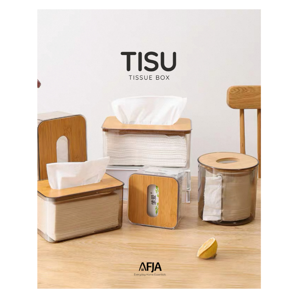 TISU Tempat Tisu Kotak Tissue Kayu Transparan Box Tissue Tempat Tisu Kamar Mandi