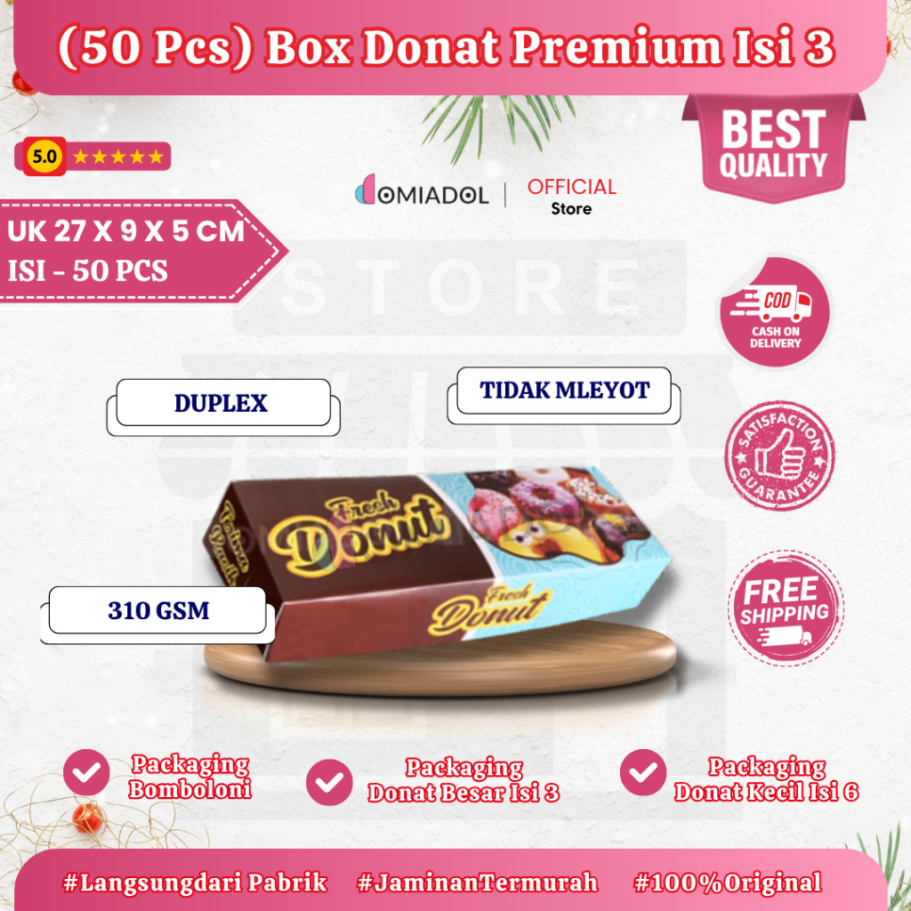 

(50 Pcs) Box Dus Donat Premium - isi 3