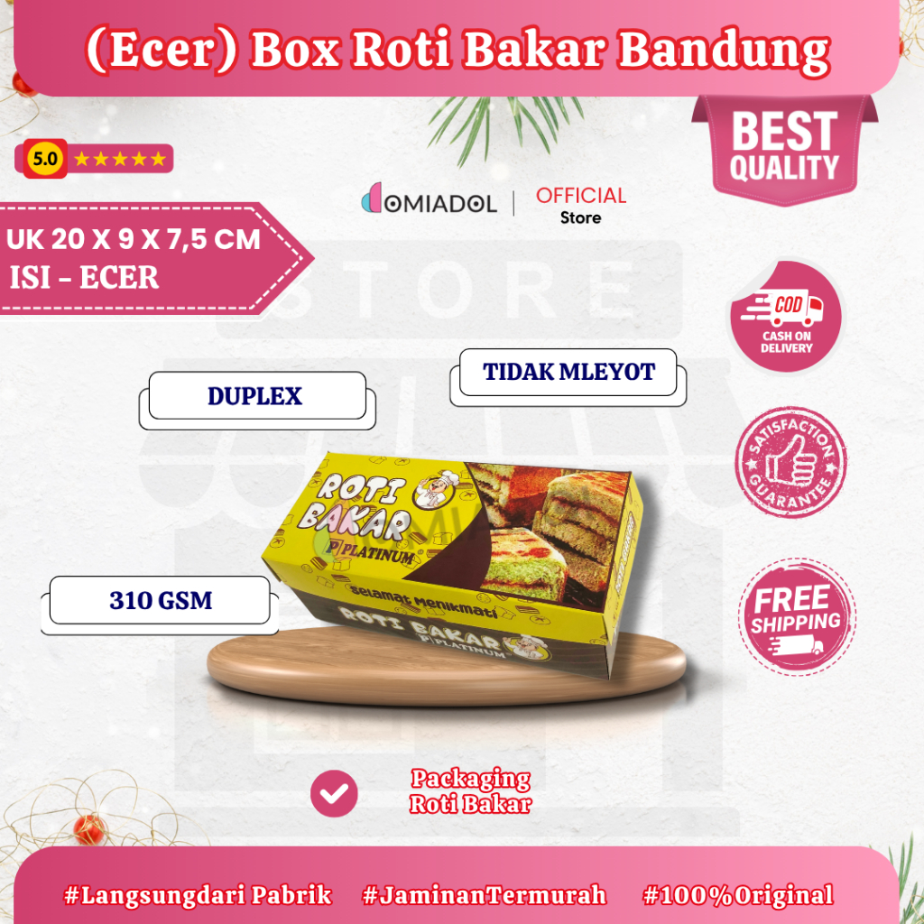 

Ecer - Box Dus Roti Bakar Bandung Premium - Ukuran 20x9 cm