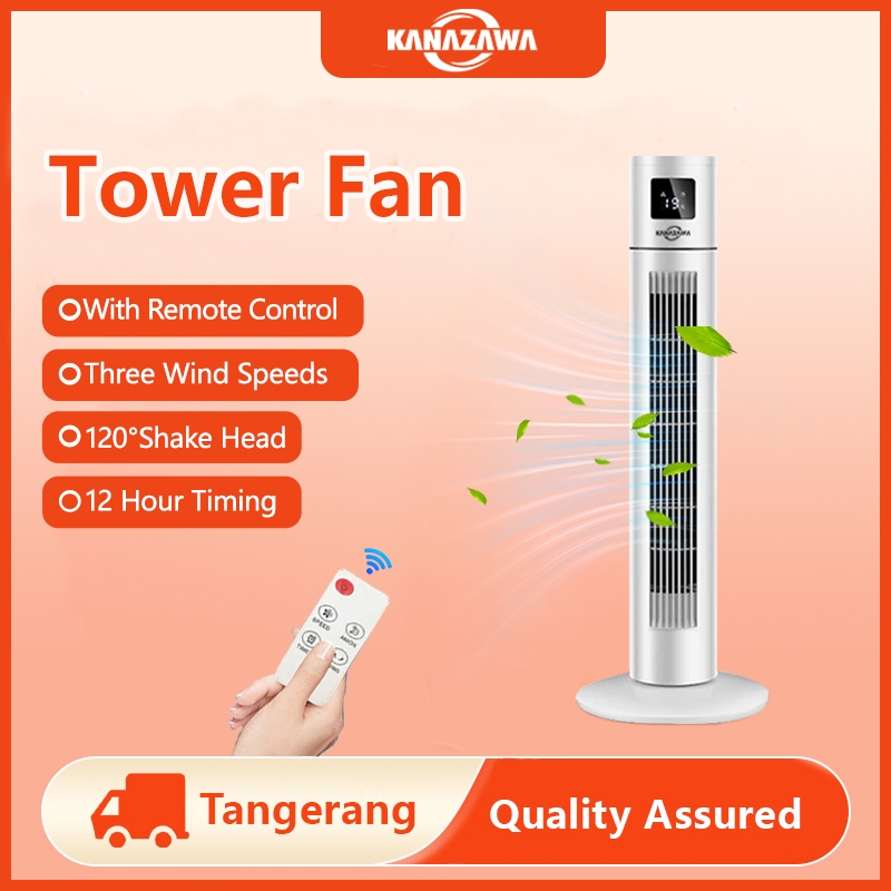 KANAZAWA Kipas Angin Menara Vertikal Tower Fan LED Display Putar Otomatis 120°