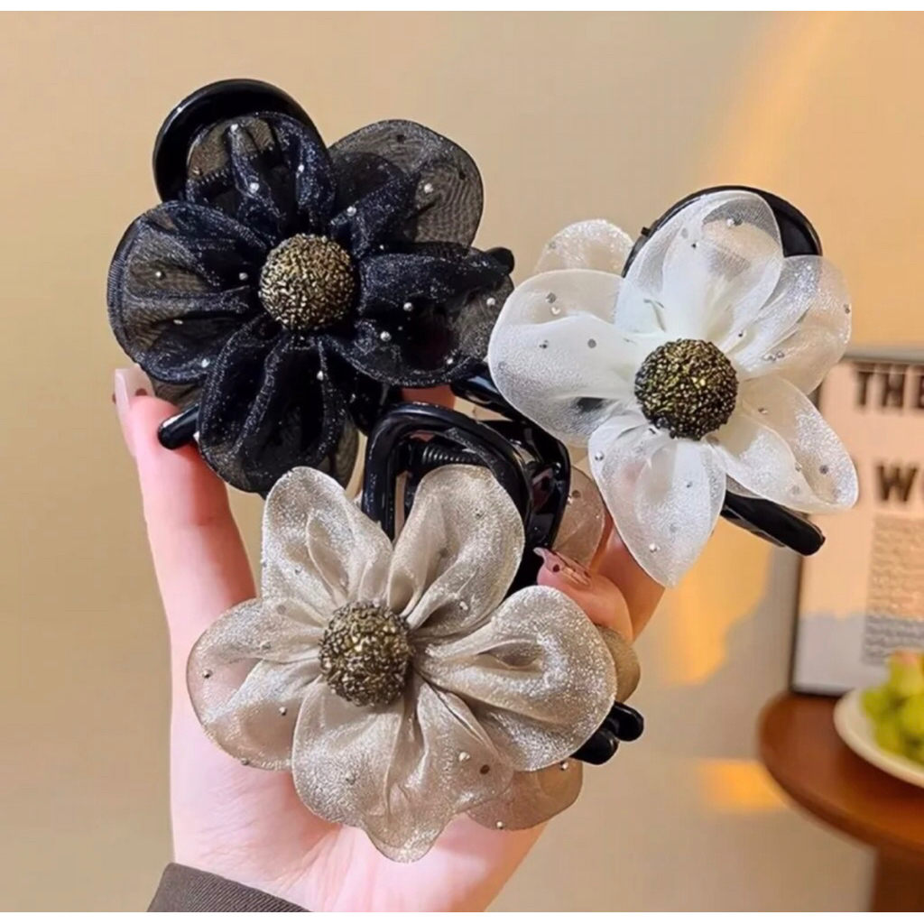 RINC - Jedai Permata Jepit rambut wanita / cepol rambut / jepit rambut model bunga kain permata / je