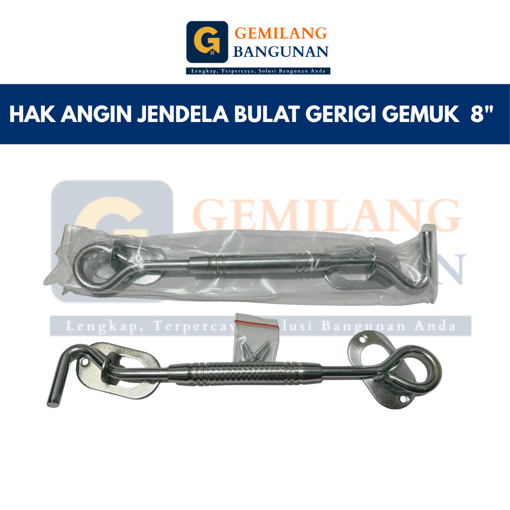 Hak Angin Jendela Bulat Gerigi Gemuk  8" / Penahan Jendela Kuat Anti Patah / Kait Jendela Rumah Stai
