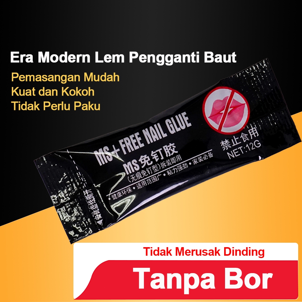 Lem Rak Susun Handuk Lukisan Dekorasi Pajangan Tanpa Sekrup Baut Dinding Kuat