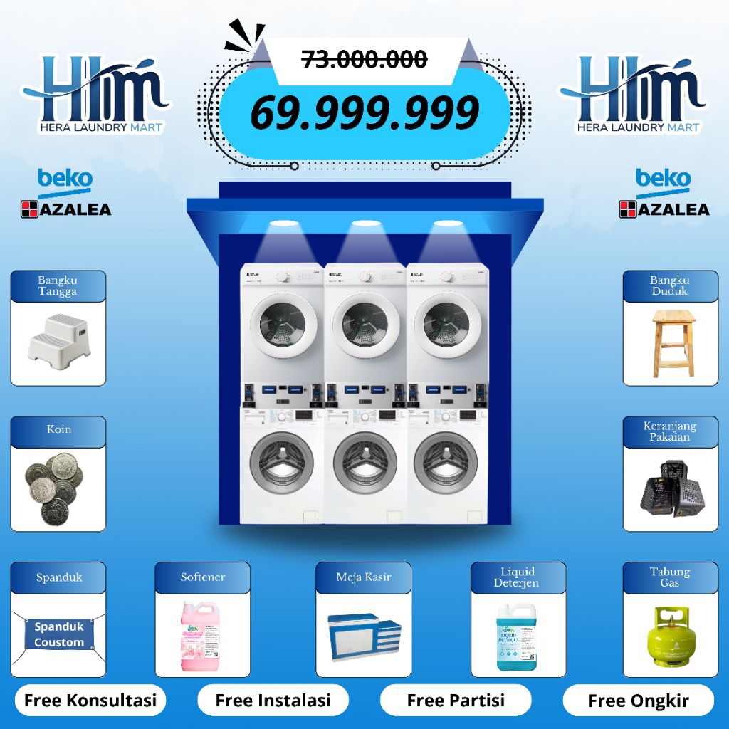 PAKET USAHA LAUNDRY KOIN DAN QRIS 3 STACK (3 PASANG)  LENGKAP MURAH