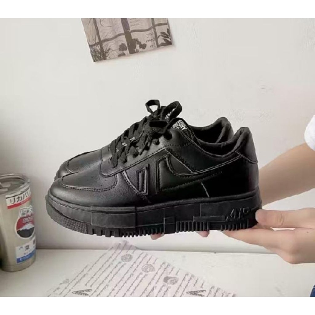 sepatu sekolah wanita hitan polos korea sepatu kasual wanita putih polos series sepatu sekolah hitam