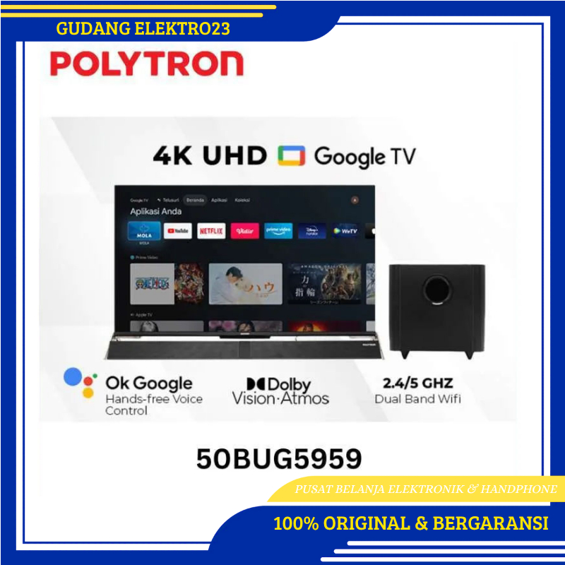 POLYTRON 50 inc 50Bug4K UHD Smart Cinemax Soundbar Google TV