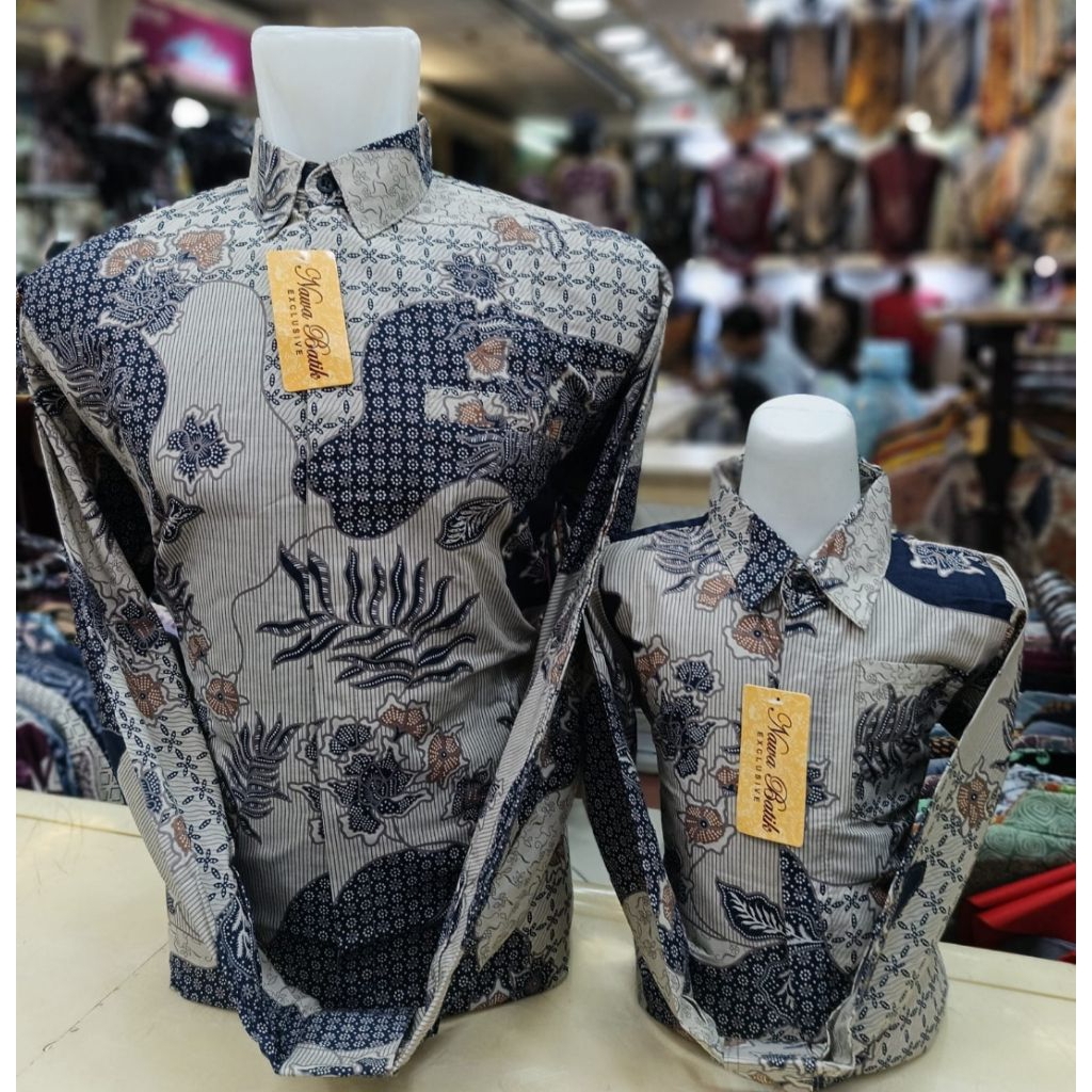 motif terbaru kemeja batik solo couple bapak dan anak