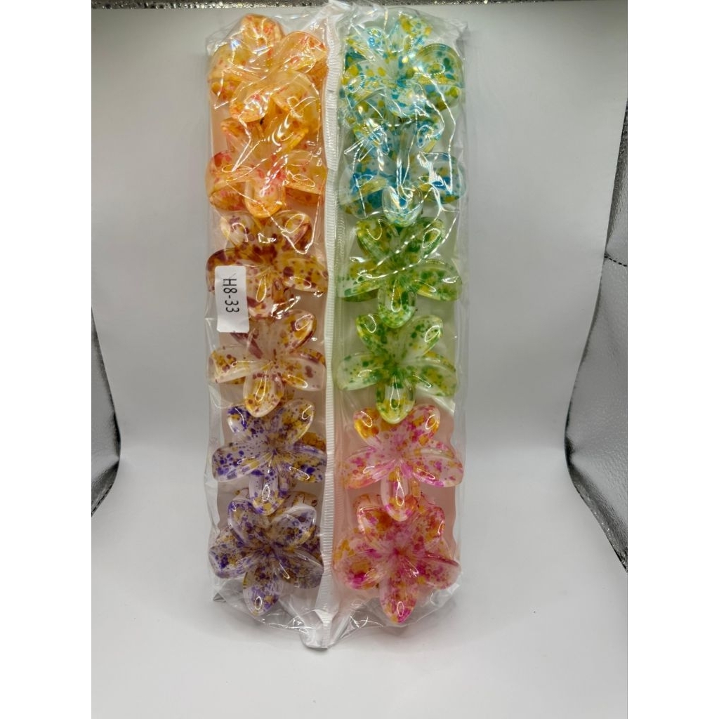 

(isi 12 pcs) jepit bunga Kamboja warna abstrak jeday rambut bunga Kamboja uk 6cm