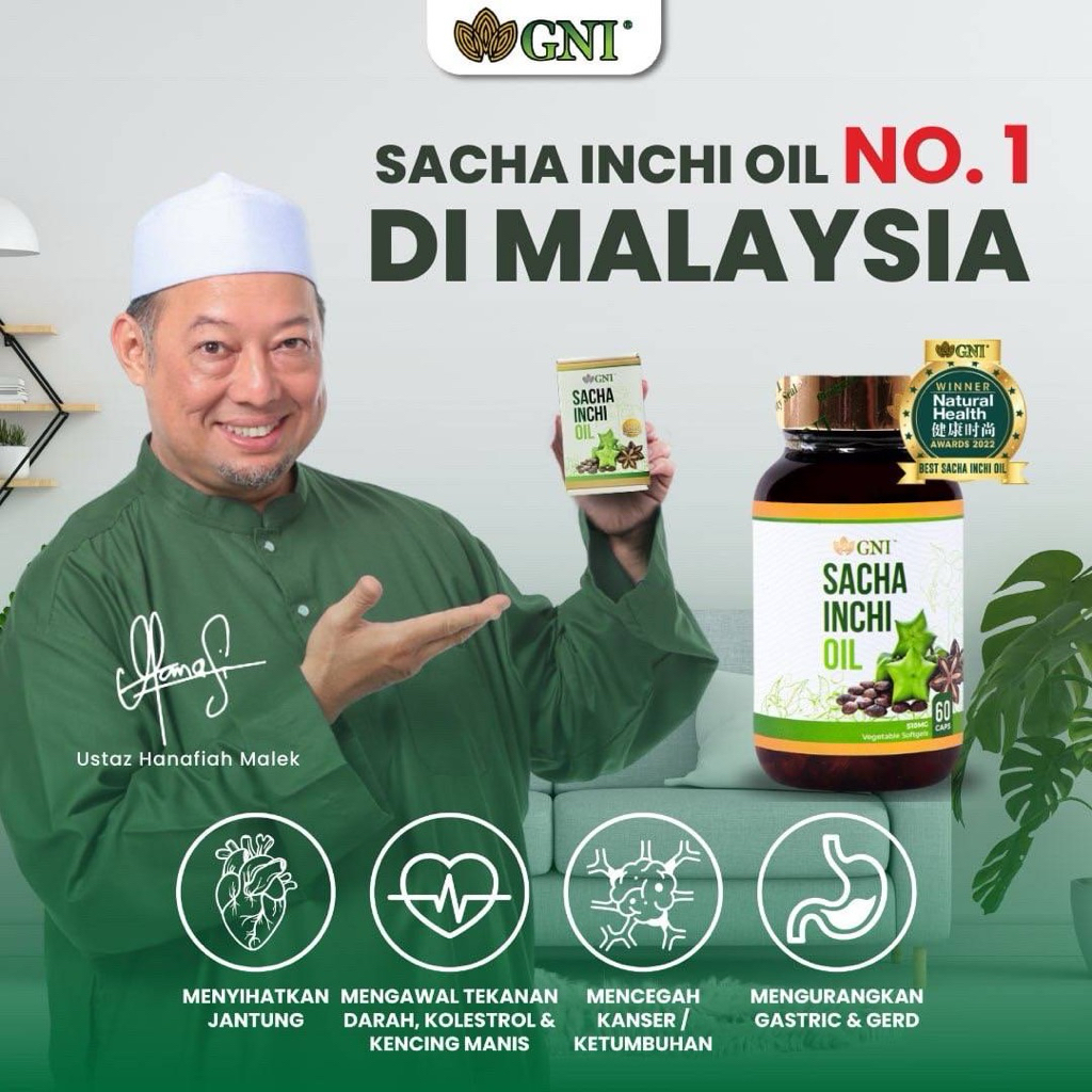 GNI Sacha Inchi Oil Softgel - Minyak Ikan Nabati Herbal Omega 3 6 9 Bantu Jantung, Diabetes & Kolest