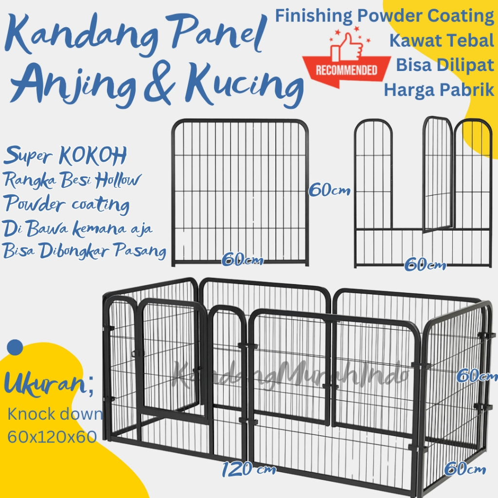 Kandang Anjing Panel 60x120cm / Kandang Kucing Besar / Pagar Anjing / Rumah Anjing Besar Outdoor / K