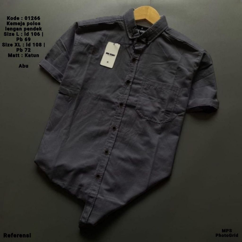 KEMEJA COWO |  Kemeja polos hurley lengan pendek
