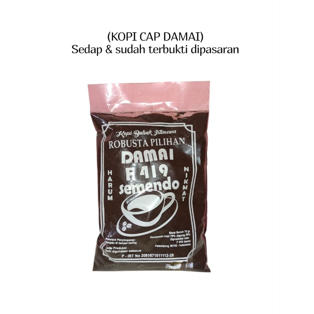 

Kopi bubuk Robusta cap DAMAI asli Semendo kemasan 70gr