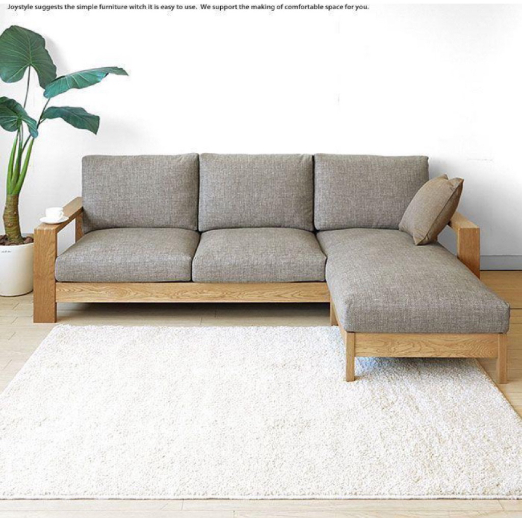 sofa L kayu jati minimalis