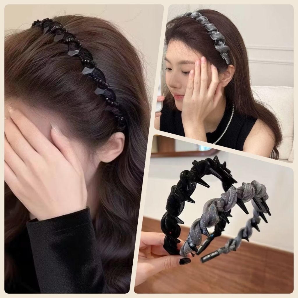 MINISO BALI | Bando Sirkam Gerigi Besar Polos Bando Korea Wanita Headband Sirkam Lilit Kain Aksesori