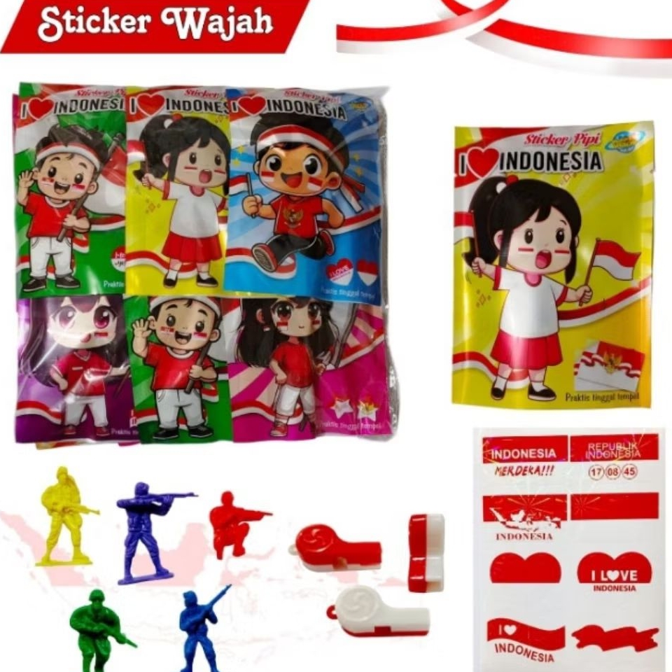 

Stiker wajah Hari kemerdekaan satu pack isi 20 pcs
