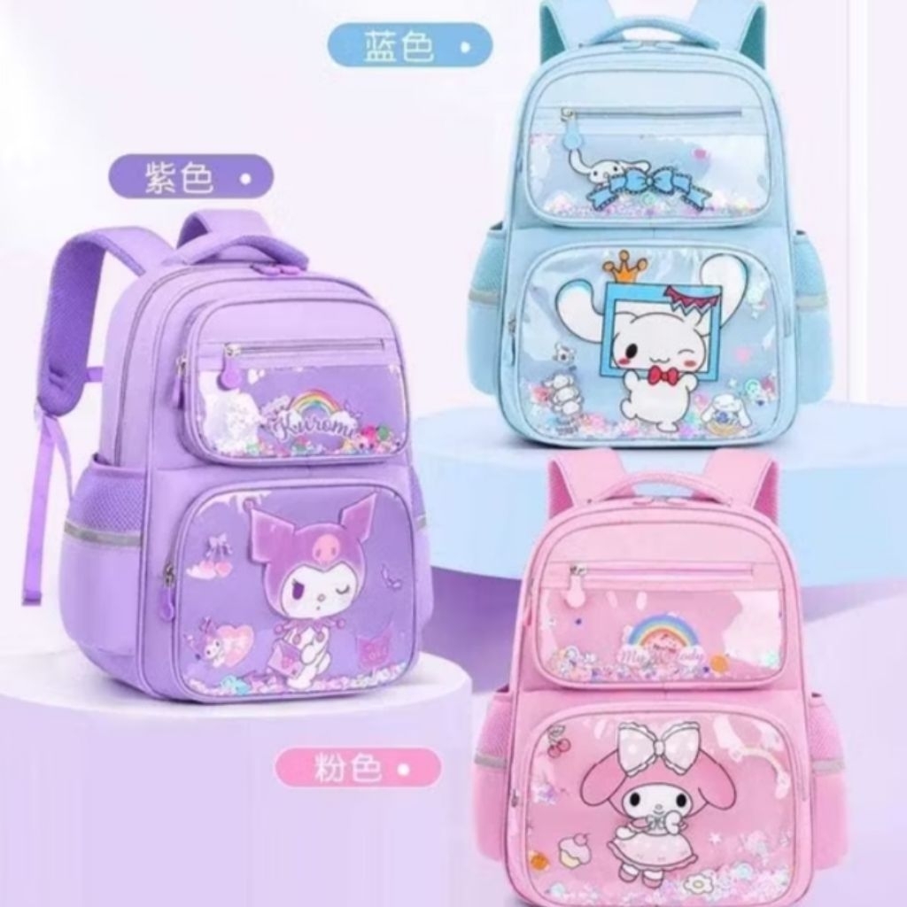 tas ransel anak sekolah tk sd perempuan cowok motif kuromi bags korea jepang fashion kanvas terbaru 