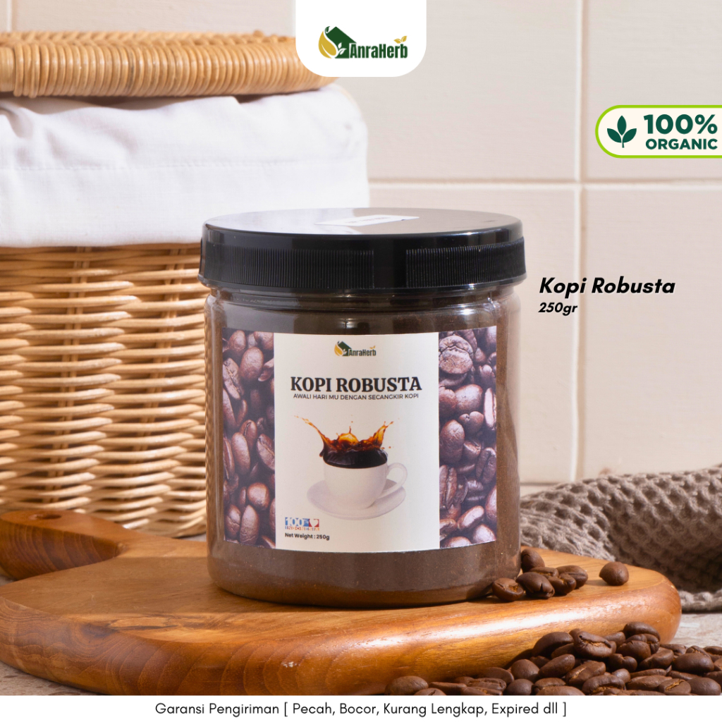 

AnraHerb Kopi Robusta Bubuk 250gr | Kopi Murni Rasa Pekat Aroma Nendang Kualitas Terjaga