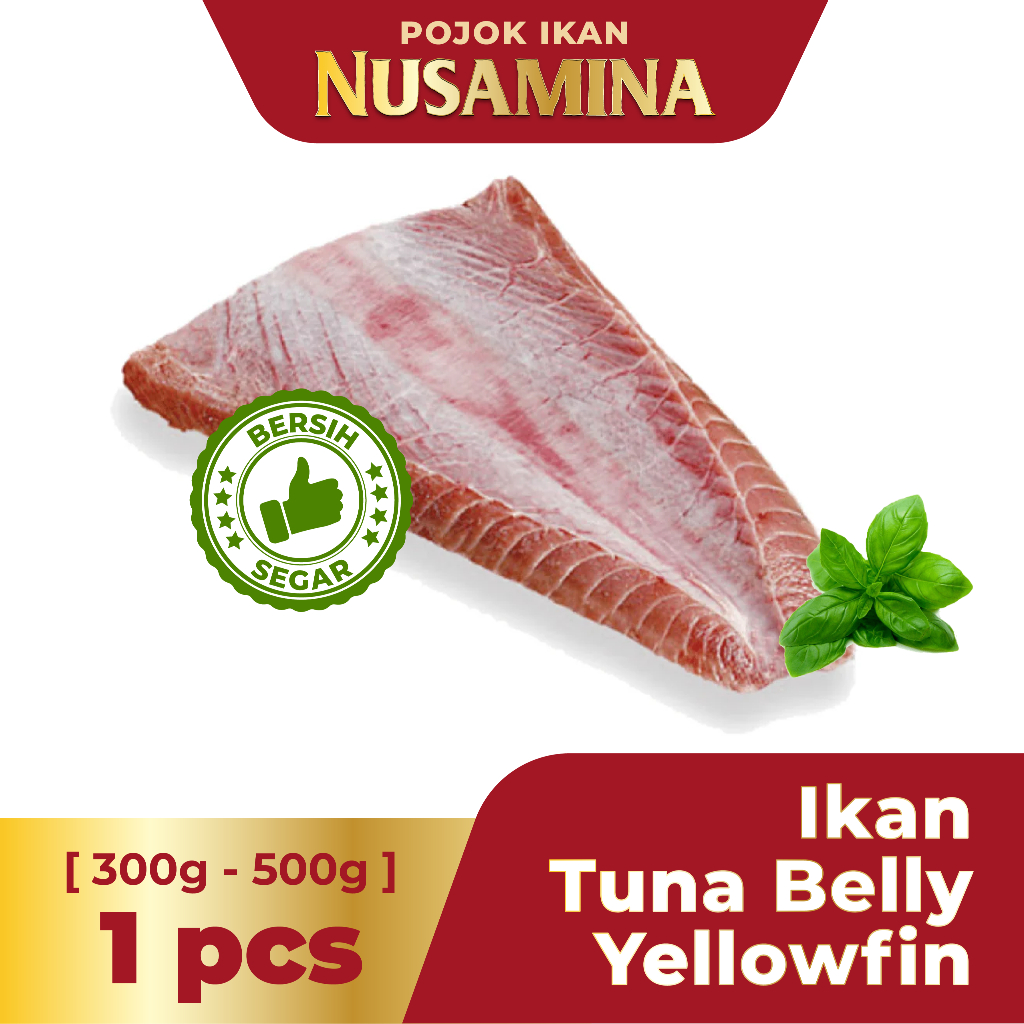 

Nusamina Ikan Tuna Belly Yellowfin Bersih Segar Frozen [1 pcs ] 300-500gram