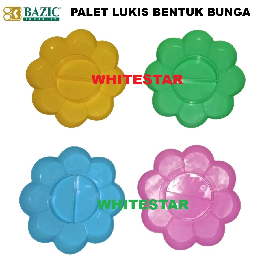 

palet lukis / palette / tempat cat warna bazic - kembang / bunga