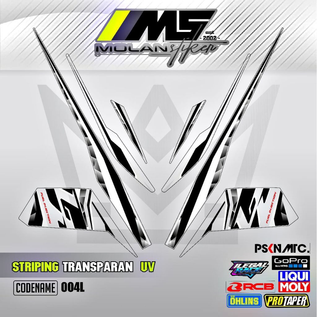 Decal Sticker Striping Variasi Transparan Uv Vega RR 115 2013-2016 Spark 115 i Sight 115 Spark Nano 