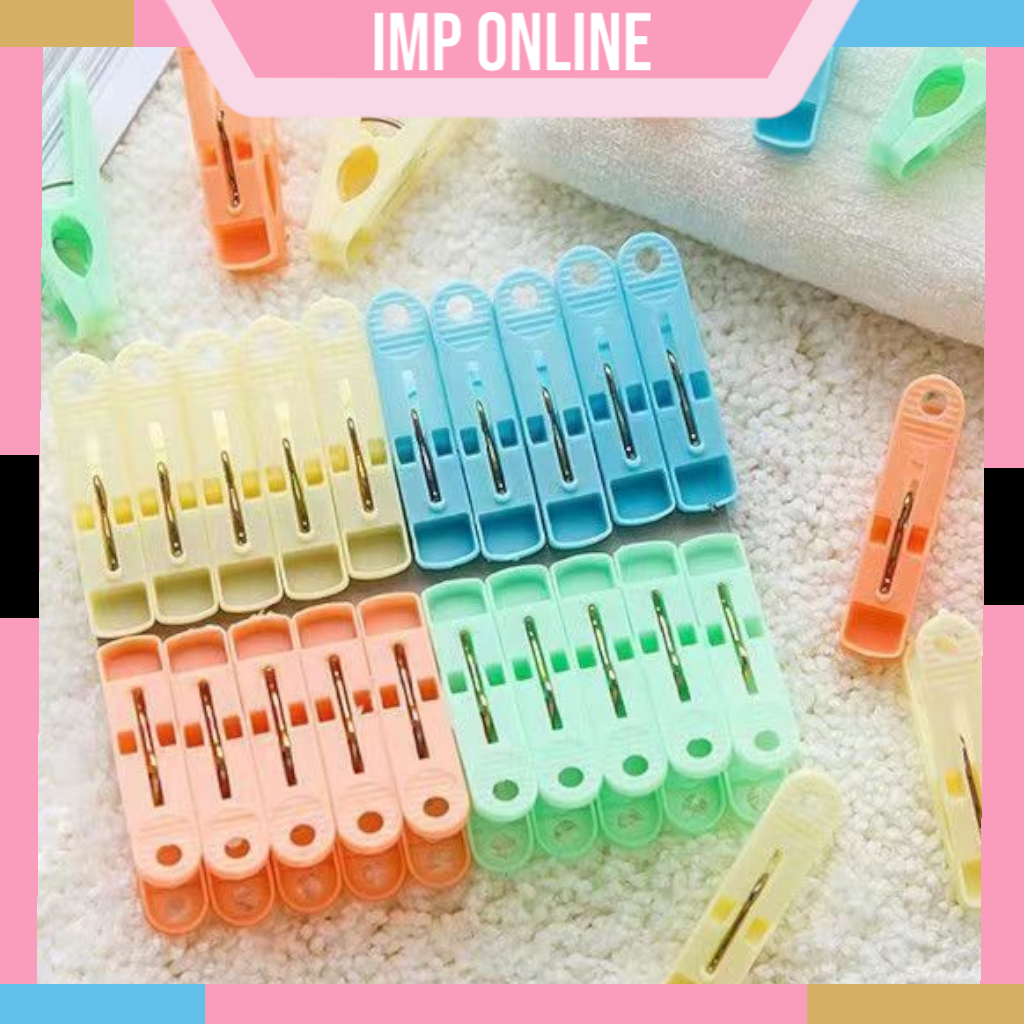 IMP- Jepitan Jemuran Baju (isi 10pcs) / Holder Plastik Warna Jepit Jemur Cucian Rumah Tangga Laundry