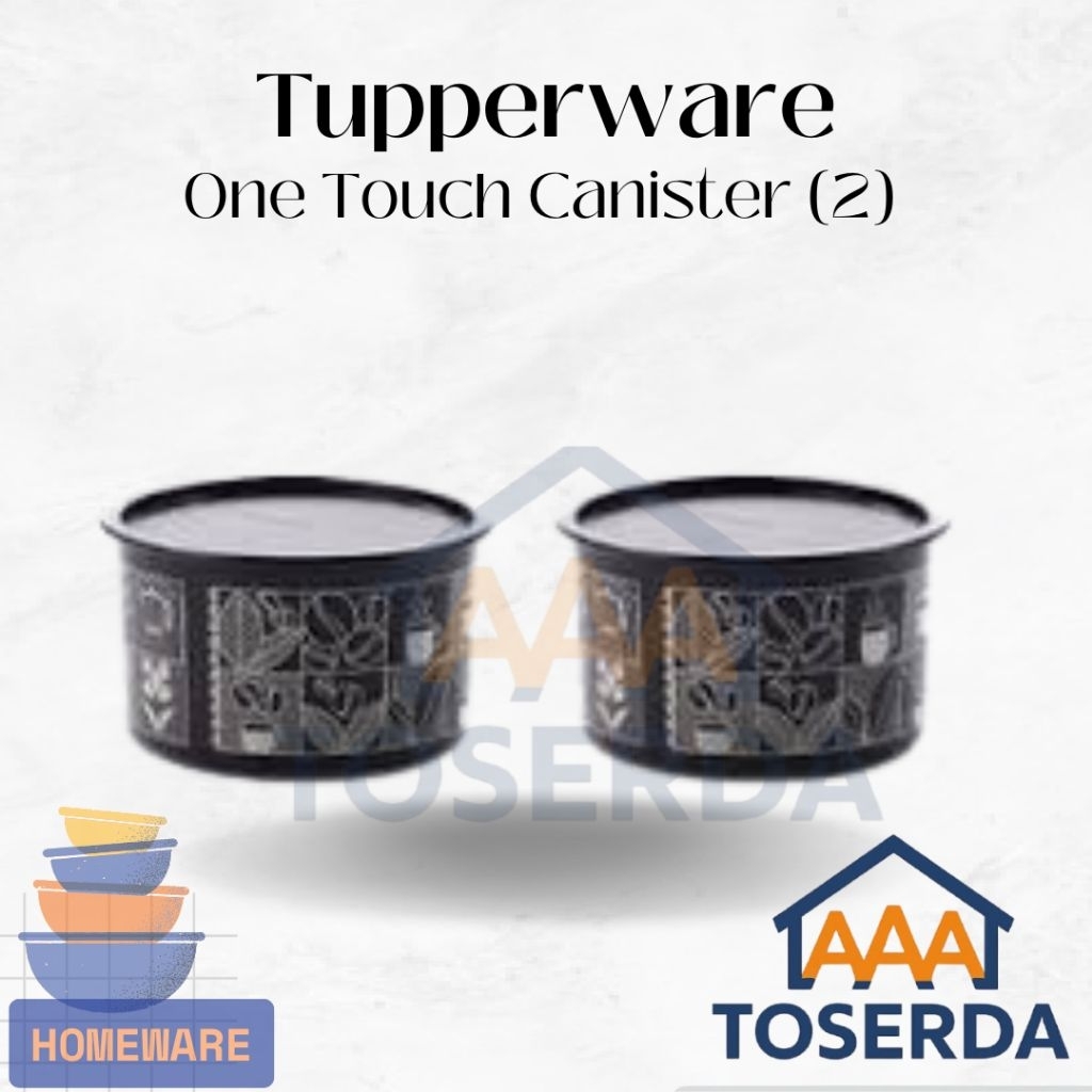 AAA Toserda | Tupperware One Touch Canister 1.4L Set 2 Toples Hitam Tutup Rapat Anti Tumpah