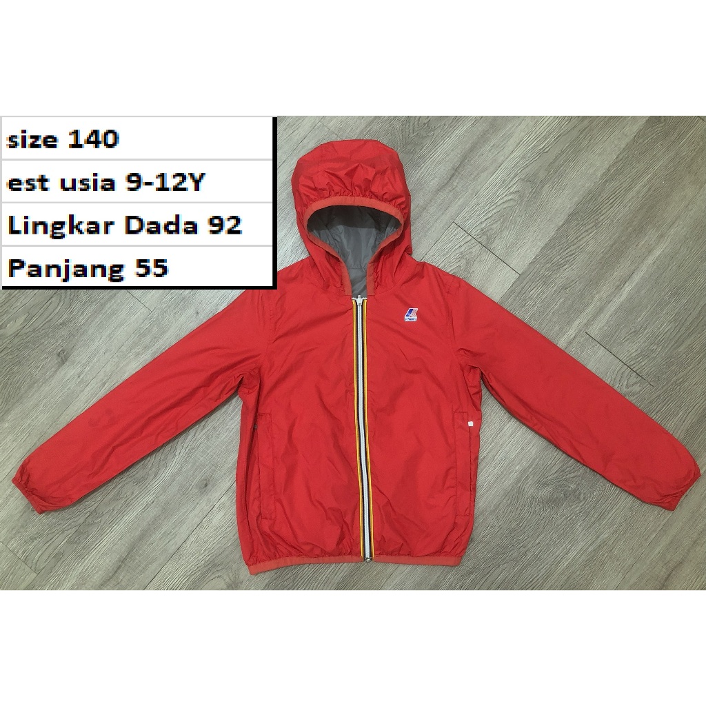 Jaket KWAY Reversible Bolak-Balik Anak Outdoor Waterproof Pocketable Premium Second Preloved