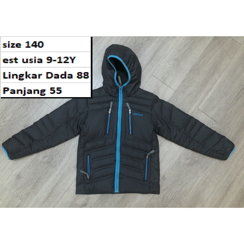 Jaket MARMOT Hitam Bulang Anak Winter Musim Dingin Waterproof Premium Second Preloved