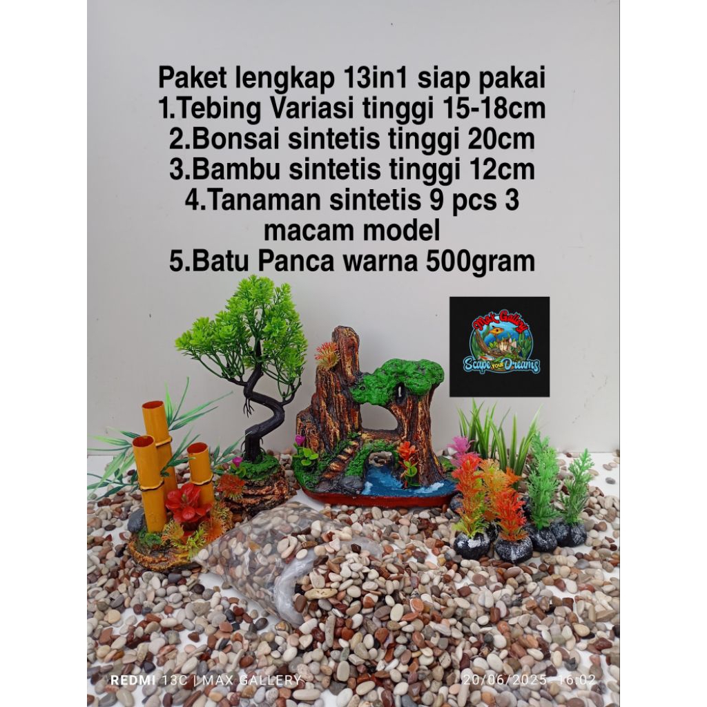 Aquarium Aquascape Hiasan Aquarium Aksesoris Aquarium Dekorasi Aquarium Paket Lengkap 13in1 siap pak