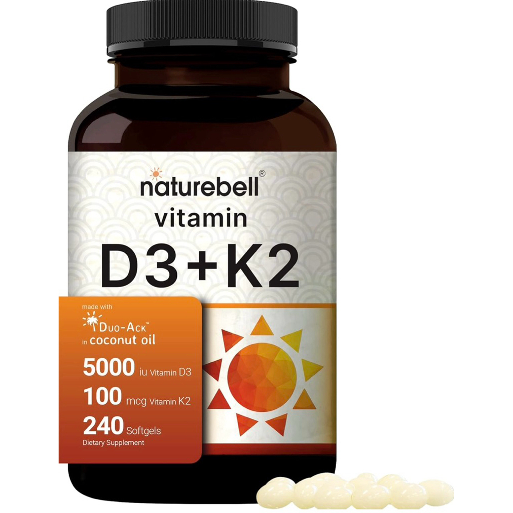 FlashSale NATUREBELL VITAMIN D3K2 5000iu Original USA D3 5000IU K2 100Mcg - 240 Softgel With Coconut