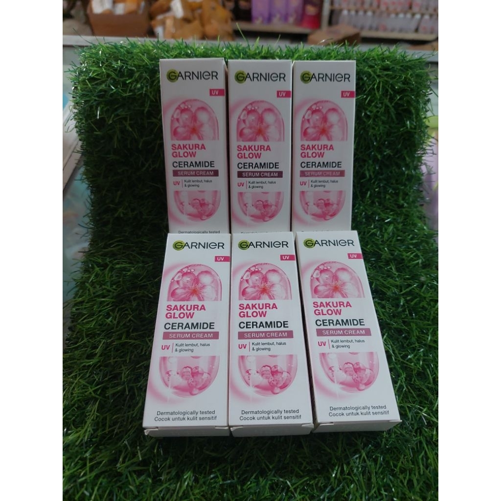 [ 6 PCS ] GARNIER SAKURA GLOW CERAMIDE SERUM CREAM 20 ml/ Pelembab/ Moisturizer/ Krim Siang