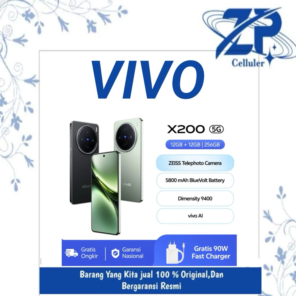 vivo x200 5g ram 12gb/rom 256gb garansi resmi vivo