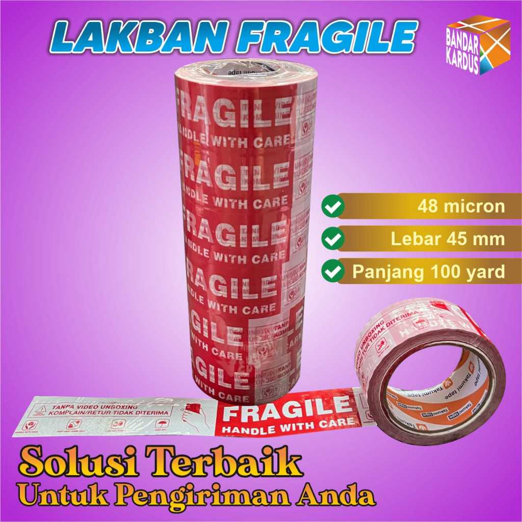 

Lakban Fragile Merah Putih Jangan Dibanting Unboxing 45MM X 100 YARD FULL ABC123