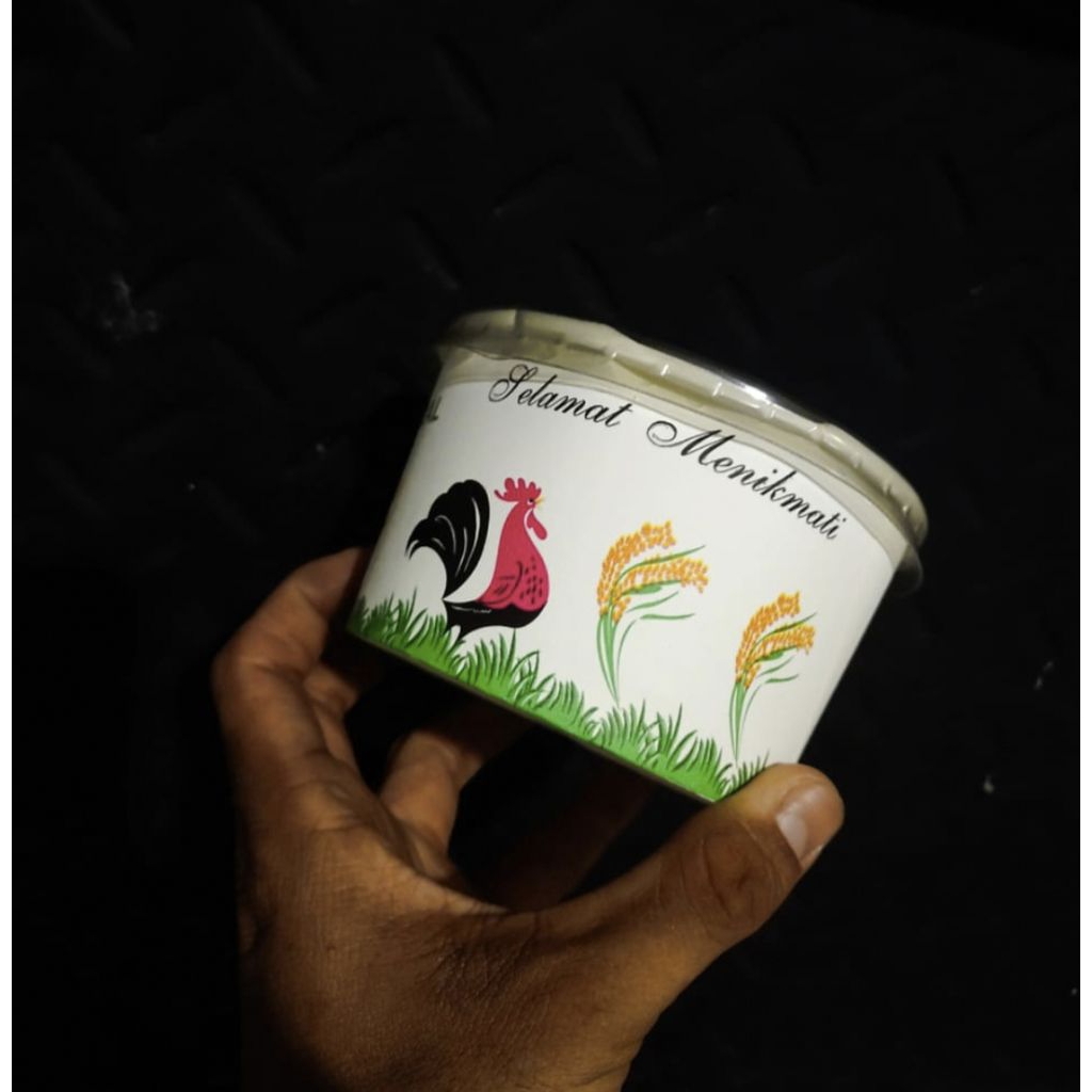 Mangkok kertas gambar ayam 360ml selamat menikmati - paper bowl - kemasan makanan rice bowl wadah ma