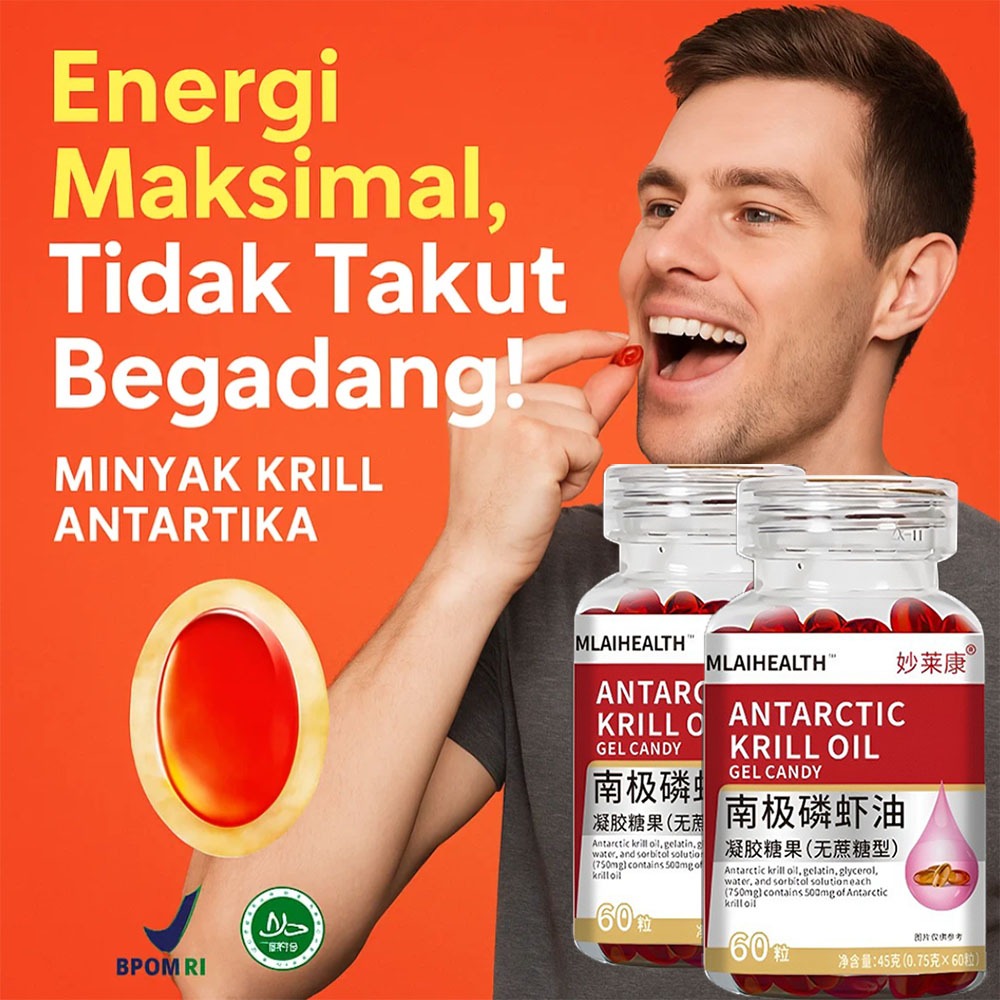 ] Krill Oil [PRODUK ] Krill Oil Antartika RED Upgrade (60 Butir) Minyak Krill Antartika,Minyak ikan 