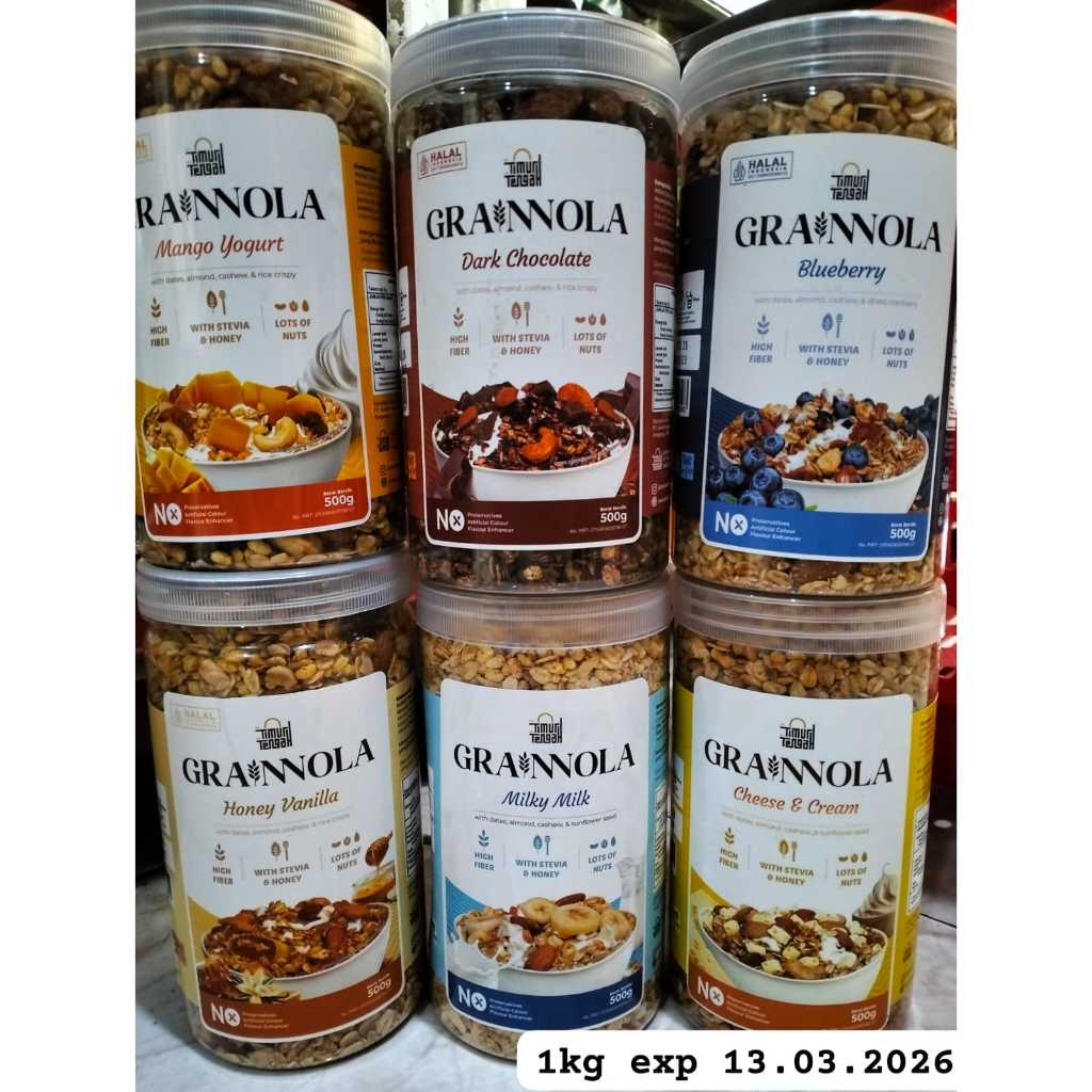 

Timur Tengah Grainnola 500 gr Granola Cemilan Sehat , Oatmeal With Almond & Mete, Sereal Sarapan Sehat Rendah Kalori Termurah