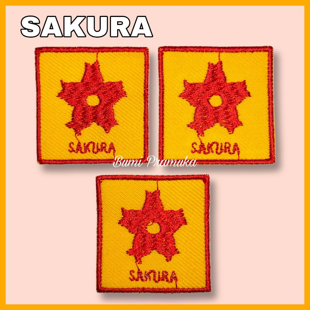Tanda regu pramuka putri bordir bunga sakura Bet bordir tanda regu sakura