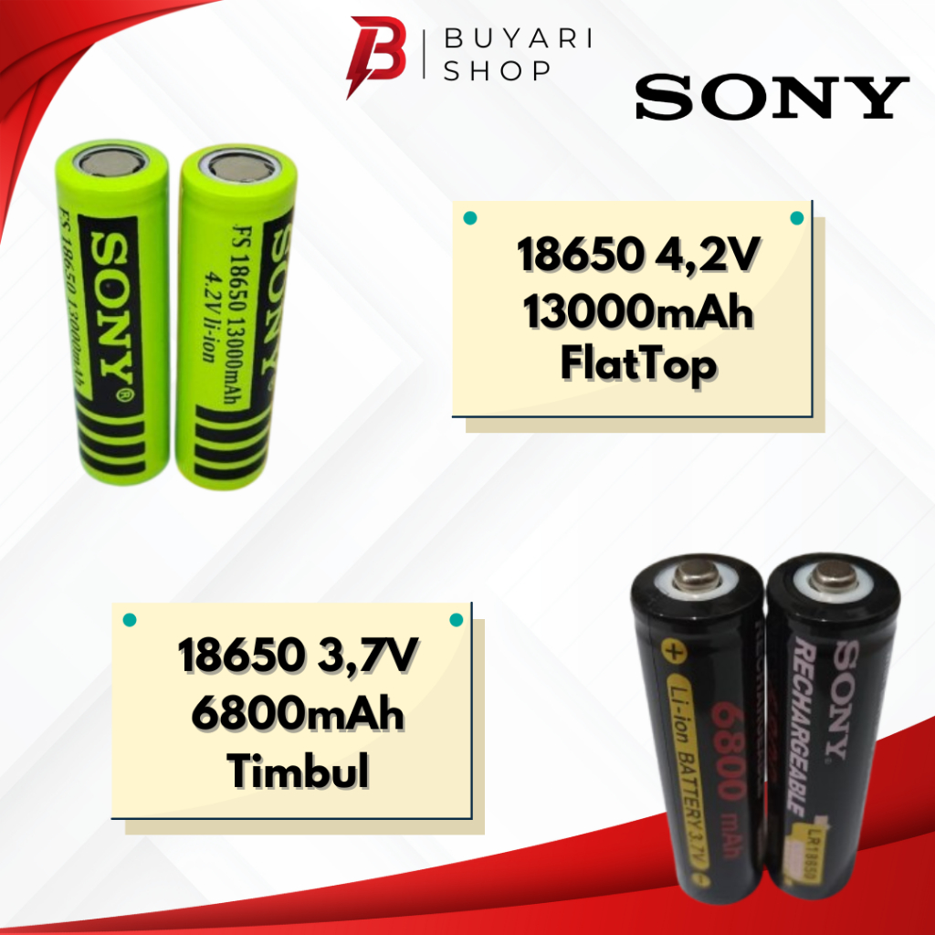 Baterai 18650 Flat Top Batre 18650 3.7V Batre Vape 18650 3.7V FLAT TOP Batre Sony 18650 3.7V Battery