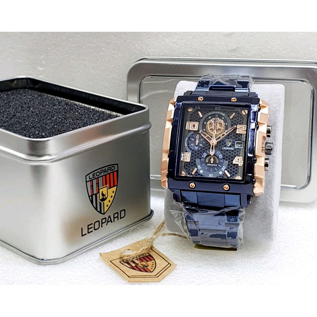 Promo Jam Tangan Pria Leopard 8826 Analog Stainless Original